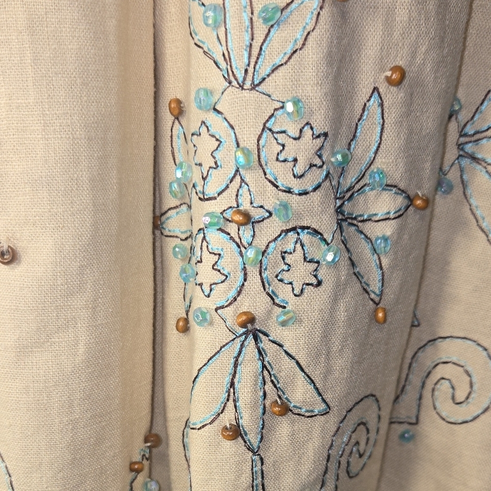 NINETY Embroidered A-Line Skirt w/ Brown & Iridescent Beading - Picture 8 of 11